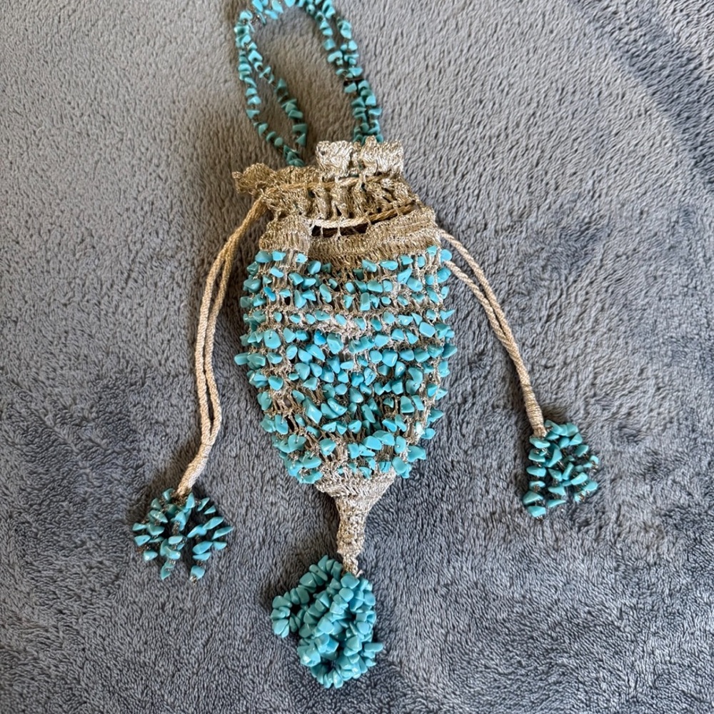 Turquoise colored gemstone small bag